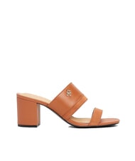 TOMMY HILFIGER TH sandale mule en cuir &agrave; talon large &eacute;corce de cannelle - Chaussures Femme - 3