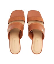 TOMMY HILFIGER TH sandale mule en cuir &agrave; talon large &eacute;corce de cannelle - Chaussures Femme - 5