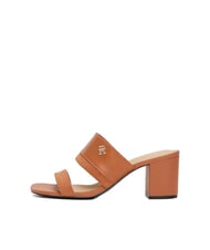 TOMMY HILFIGER TH sandale mule en cuir &agrave; talon large - Chaussures Femme