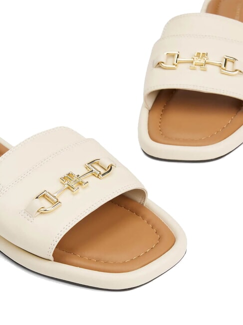 TH Pantoufles en cuir avec logo mousseline - Chaussures Femme