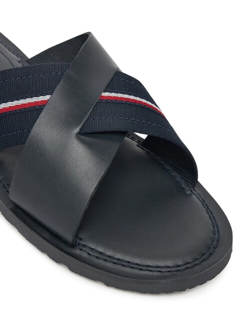 TH Pantoufles en cuir avec ruban logo ciel du d&eacute;sert - Chaussures Homme