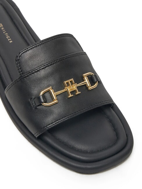 TH Pantoufles en cuir avec logo noir - Chaussures Femme