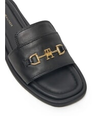 TOMMY HILFIGER TH Pantoufles en cuir avec logo noir - Chaussures Femme - 4