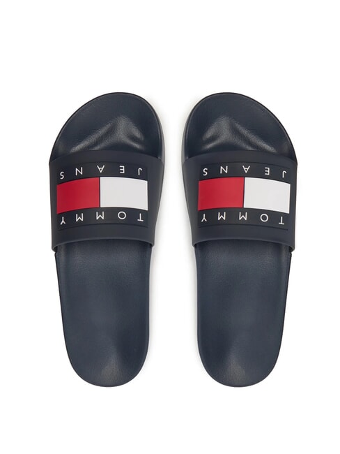 TOMMY JEANS Pool Slide Chaussons en caoutchouc marine nuit noire - Chaussures Homme