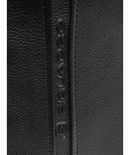 PIQUADRO X1 Sac &agrave; dos en cuir &agrave; une bandouli&egrave;re Noir - Sacs en Bandouli&egrave;res pour Homme - 3