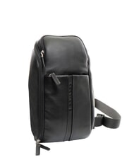 PIQUADRO X1 Sac &agrave; dos en cuir &agrave; une bandouli&egrave;re Noir - Sacs en Bandouli&egrave;res pour Homme - 4