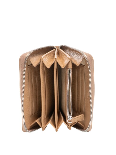 GRAIN Portefeuille moyen en cuir zipp&eacute; sur tout le pourtour argile - Portefeuilles Femme