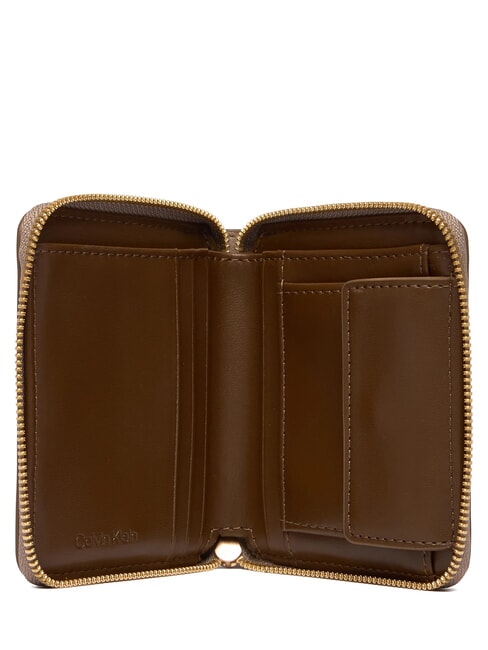 EMBOSSED LOGO Petit portefeuille zipp&eacute; taupe du d&eacute;sert - Portefeuilles Femme