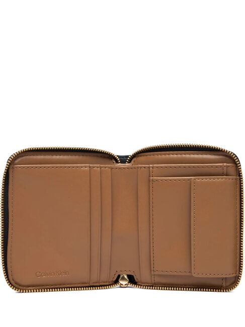 EMBOSSED LOGO Petit portefeuille zipp&eacute; noix de coco noire/grill&eacute;e - Portefeuilles Femme