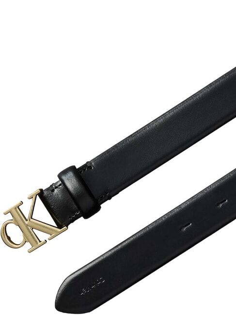 CK HARDWARE ceinture en cuir noir / or clair antique - Ceintures