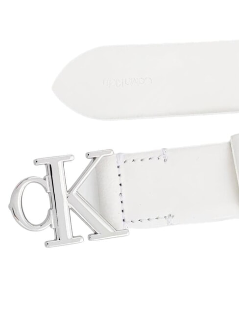 CK HARDWARE ceinture en cuir blanc lys / nickel brillant - Ceintures