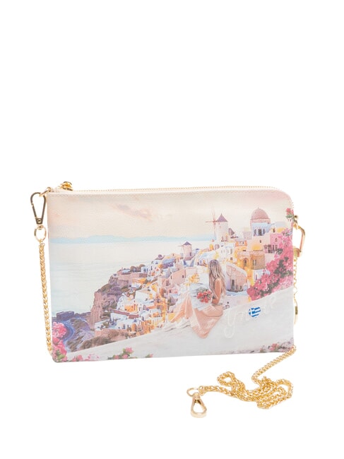YESBAG Pochette avec bandouli&egrave;re en m&eacute;tal Coucher de soleil en Gr&egrave;ce - Sacs pour Femme
