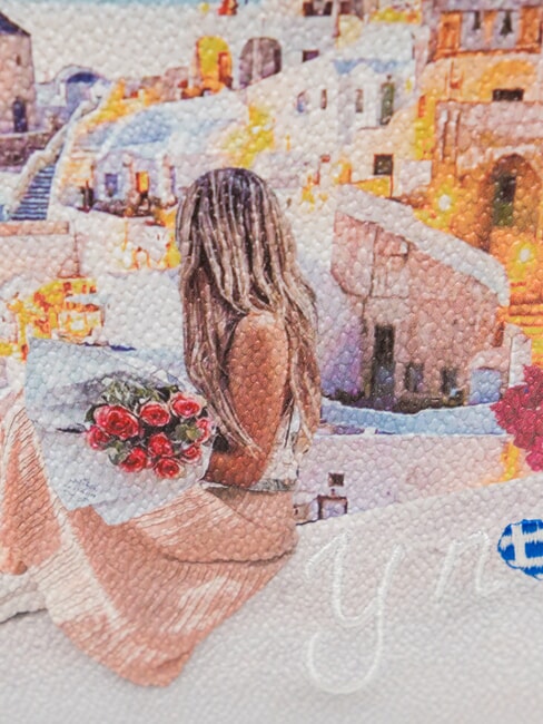 YESBAG Pochette avec bandouli&egrave;re en m&eacute;tal Coucher de soleil en Gr&egrave;ce - Sacs pour Femme