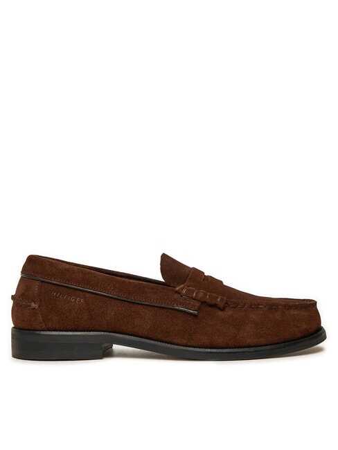 CLASSIC HILFIGER Mocassins en cuir su&eacute;d&eacute; h&eacute;ritage brun - Chaussures Homme