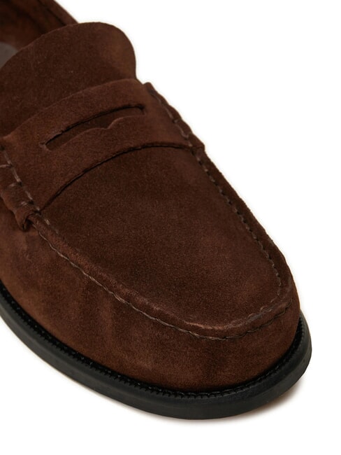 CLASSIC HILFIGER Mocassins en cuir su&eacute;d&eacute; brun - Chaussures Homme