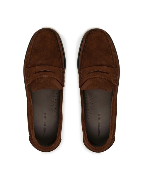 CLASSIC HILFIGER Mocassins en cuir su&eacute;d&eacute; h&eacute;ritage brun - Chaussures Homme