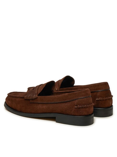 CLASSIC HILFIGER Mocassins en cuir su&eacute;d&eacute; h&eacute;ritage brun - Chaussures Homme