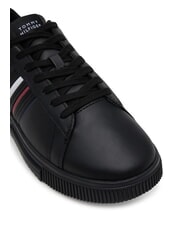 TOMMY HILFIGER MODERN CUPSOLE STRIPES Baskets en cuir noir - Chaussures Homme - 3