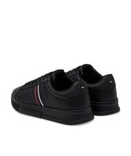 TOMMY HILFIGER MODERN CUPSOLE STRIPES Baskets en cuir noir - Chaussures Homme - 5