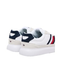 TOMMY HILFIGER LIGHT CUPSOLE MIX Baskets en cuir blanc brillant/andorre - Chaussures Homme - 3