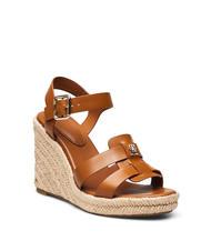 TOMMY HILFIGER TH Sandales compens&eacute;es espadrilles hautes en cuir marron cognac - Chaussures Femme - 2
