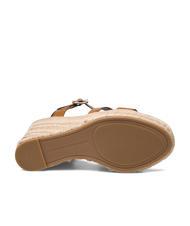 TOMMY HILFIGER TH Sandales compens&eacute;es espadrilles hautes en cuir marron cognac - Chaussures Femme - 6