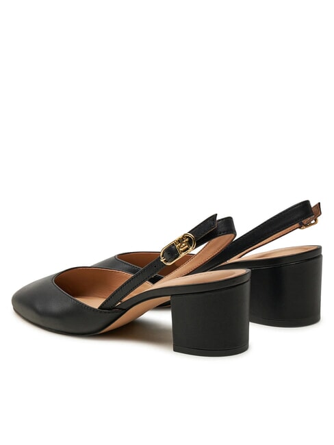 ELEGANT Escarpins &agrave; bride arri&egrave;re en cuir noir - Chaussures Femme