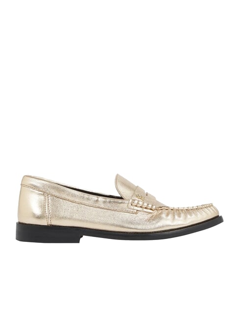 TH METALLIC Mocassins en cuir m&eacute;tallis&eacute; or - Chaussures Femme