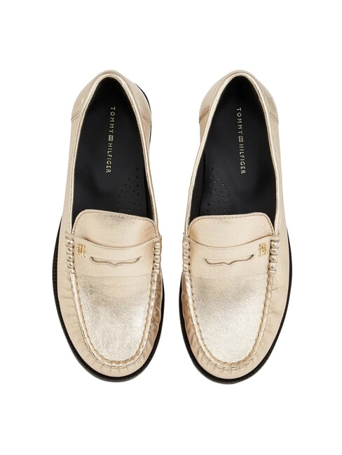 TH METALLIC Mocassins en cuir m&eacute;tallis&eacute; or - Chaussures Femme