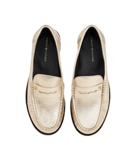 TOMMY HILFIGER TH METALLIC Mocassins en cuir m&eacute;tallis&eacute; or - Chaussures Femme - 3