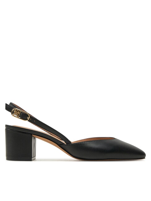 ELEGANT Escarpins &agrave; bride arri&egrave;re en cuir noir - Chaussures Femme