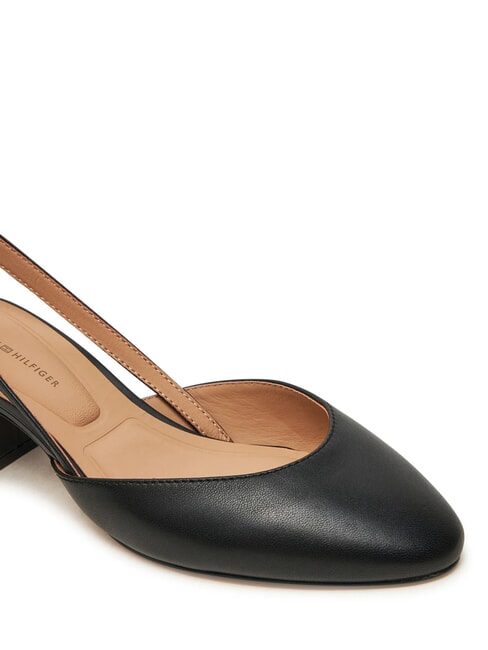 ELEGANT Escarpins &agrave; bride arri&egrave;re en cuir noir - Chaussures Femme