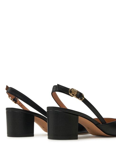 ELEGANT Escarpins &agrave; bride arri&egrave;re en cuir noir - Chaussures Femme