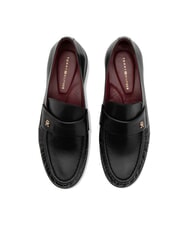 TOMMY HILFIGER TH Mocassins en cuir pour femmes noir - Chaussures Femme - 3