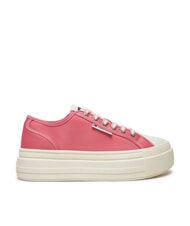 TOMMY HILFIGER TJW FOXING Baskets compens&eacute;es en tissu rose preppy - Chaussures Femme - 2