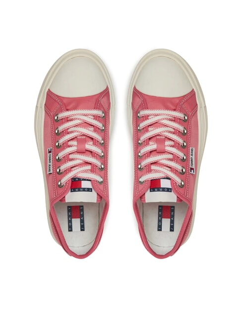 TJW FOXING Baskets compens&eacute;es en tissu rose preppy - Chaussures Femme