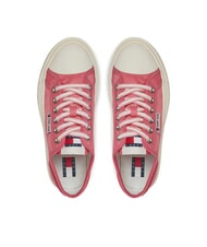 TOMMY HILFIGER TJW FOXING Baskets compens&eacute;es en tissu rose preppy - Chaussures Femme - 4