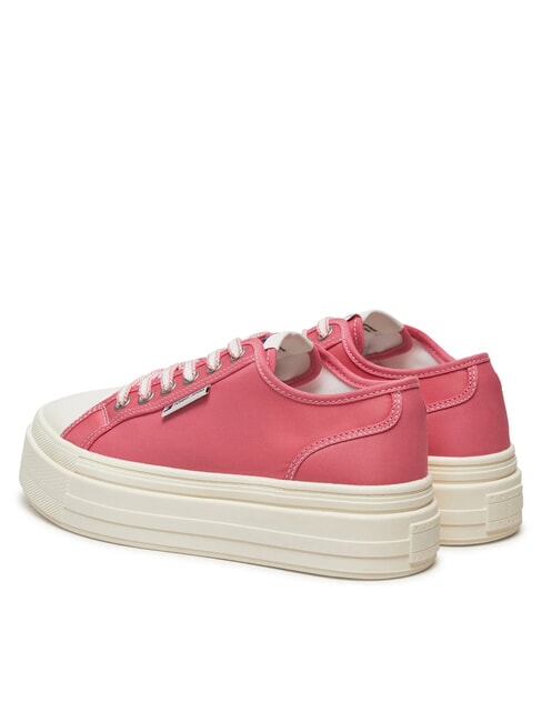 TJW FOXING Baskets compens&eacute;es en tissu rose preppy - Chaussures Femme