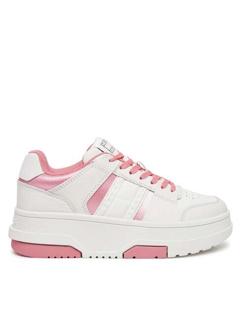 TH BROOKLYN baskets compens&eacute;es en cuir rose preppy - Chaussures Femme