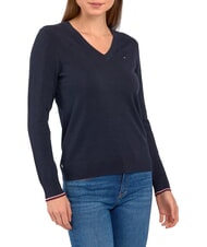 TOMMY HILFIGER TH Pull &agrave; col en V pour femme ciel du d&eacute;sert - Chandails pour femmes - 3