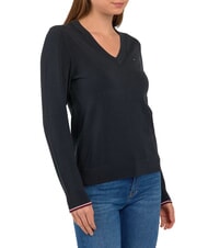 TOMMY HILFIGER TH Pull &agrave; col en V pour femme ck noir - Chandails pour femmes - 3