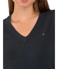 TOMMY HILFIGER TH Pull &agrave; col en V pour femme ck noir - Chandails pour femmes - 4