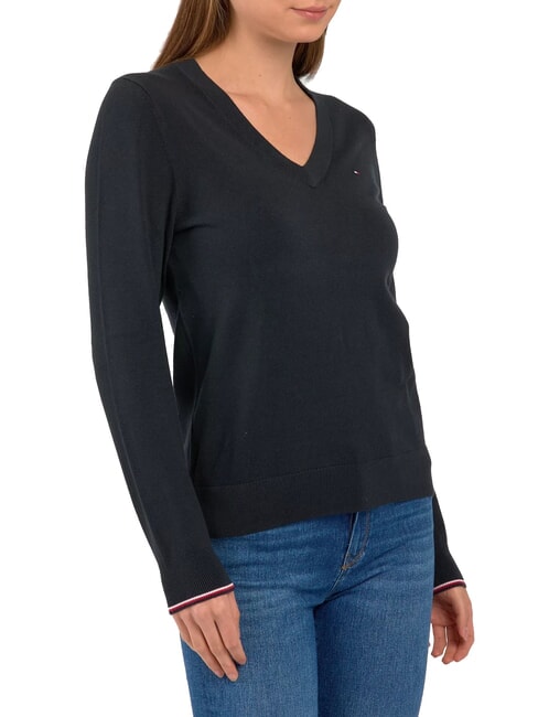 TH Pull &agrave; col en V pour femme ck noir - Chandails pour femmes