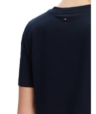 TOMMY HILFIGER TH T-shirt &agrave; manches courtes coupe classique marine nuit noire - T-shirt - 4