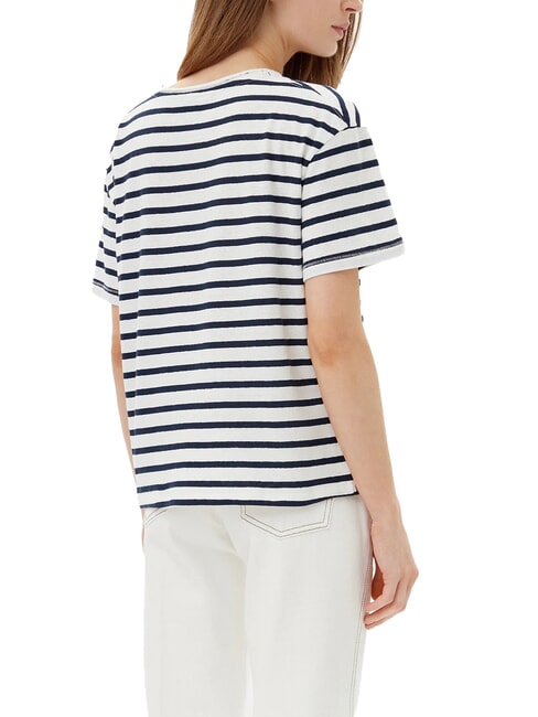 TH T-shirt coupe d&eacute;contract&eacute;e &agrave; col en V Breton &eacute;cru/bleu marine nuit stp - T-shirt