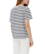 TOMMY HILFIGER TH T-shirt coupe d&eacute;contract&eacute;e &agrave; col en V Breton &eacute;cru/bleu marine nuit stp - T-shirt - 2