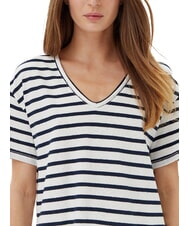 TOMMY HILFIGER TH T-shirt coupe d&eacute;contract&eacute;e &agrave; col en V Breton &eacute;cru/bleu marine nuit stp - T-shirt - 3