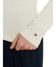 TOMMY HILFIGER TH polo &agrave; manches longues coupe ajust&eacute;e p&eacute;tale d'ivoire - chemise polo - 4