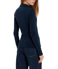 TOMMY HILFIGER TH polo &agrave; manches longues coupe ajust&eacute;e marine nuit noire - chemise polo - 2