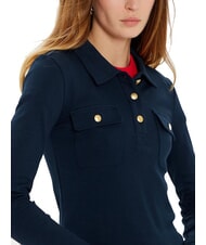 TOMMY HILFIGER TH polo &agrave; manches longues coupe ajust&eacute;e marine nuit noire - chemise polo - 3